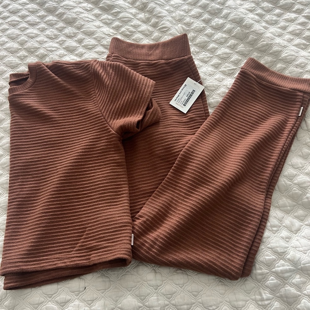 Brixton Ribbed Two-Piece Set in Rust Brown